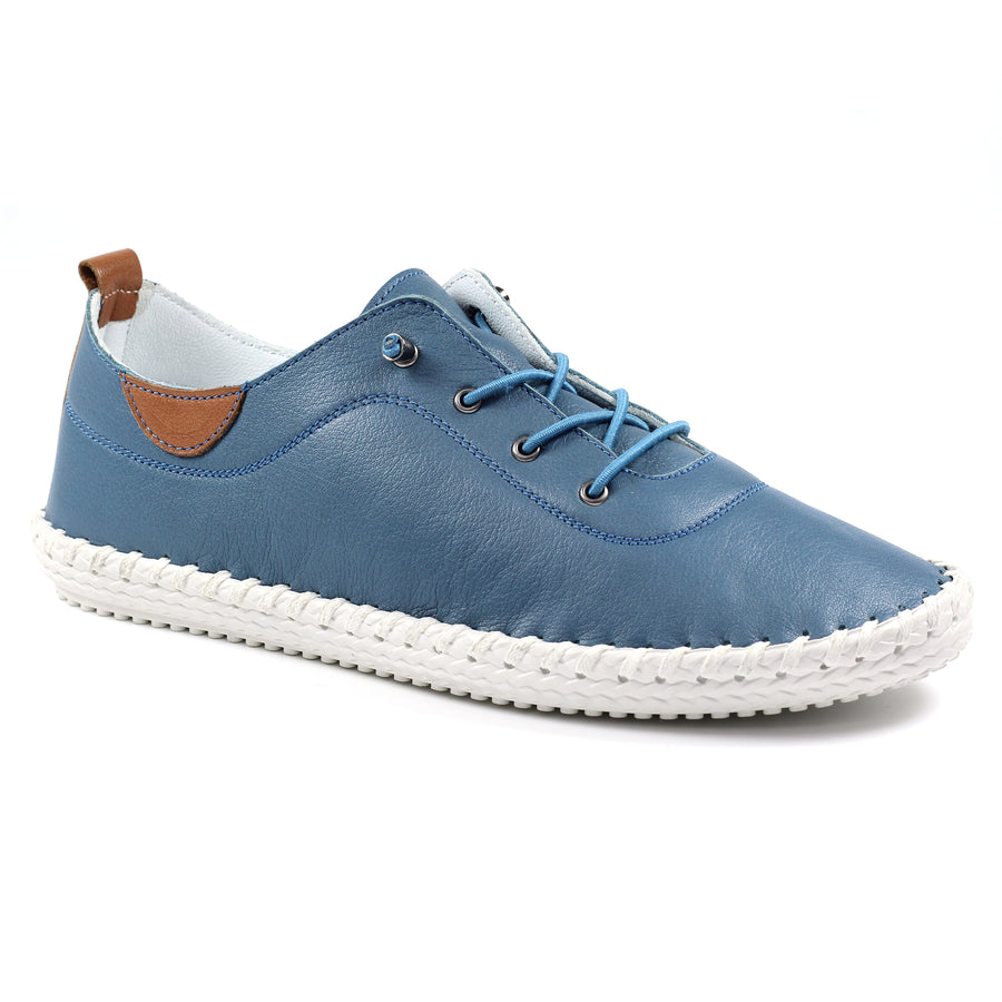 Lunar St Ives Leather Plimsoll Mid Blue – Wards Shoes Ltd