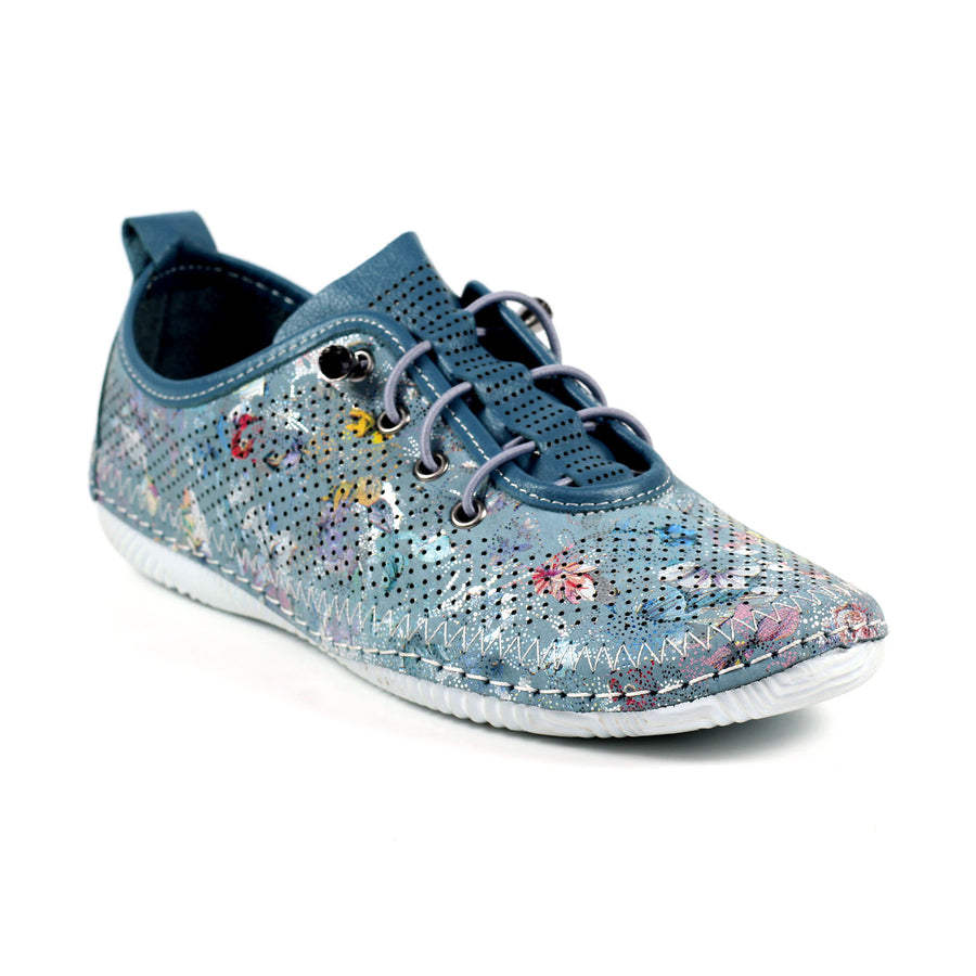 Lunar Hydro Leather Plimsoll Blue Floral