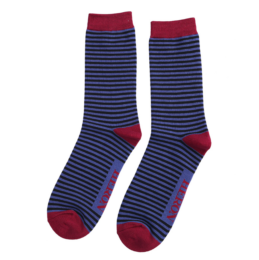 Men's Mini Stripes Socks Blue & Black